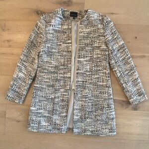 JUDITH & CHARLES Tweed Beige Long Zipper Coat